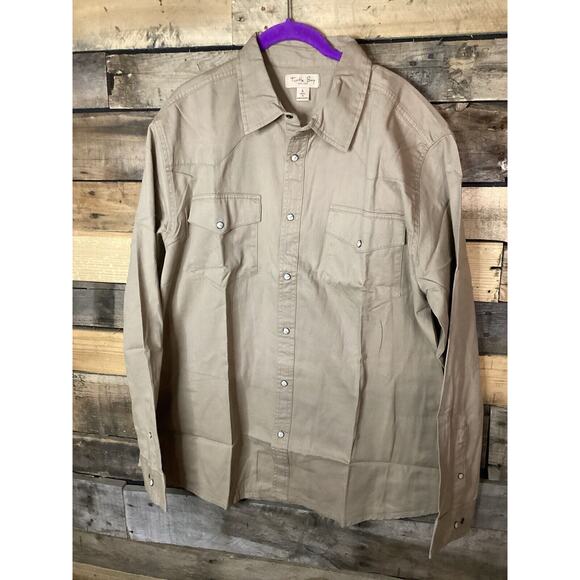 Turtle Bay New York Men’s Denim Shirt Khaki Size Large - Picture 1 of 4